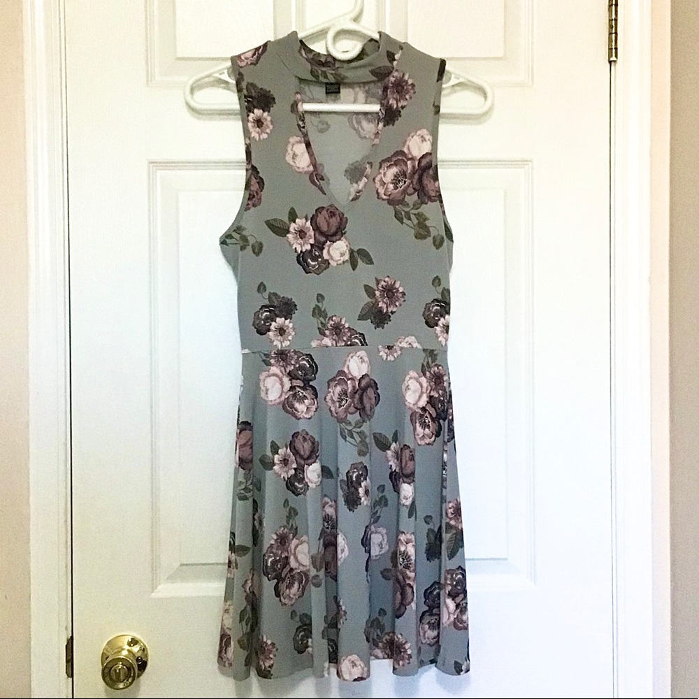 Gray Floral Dress